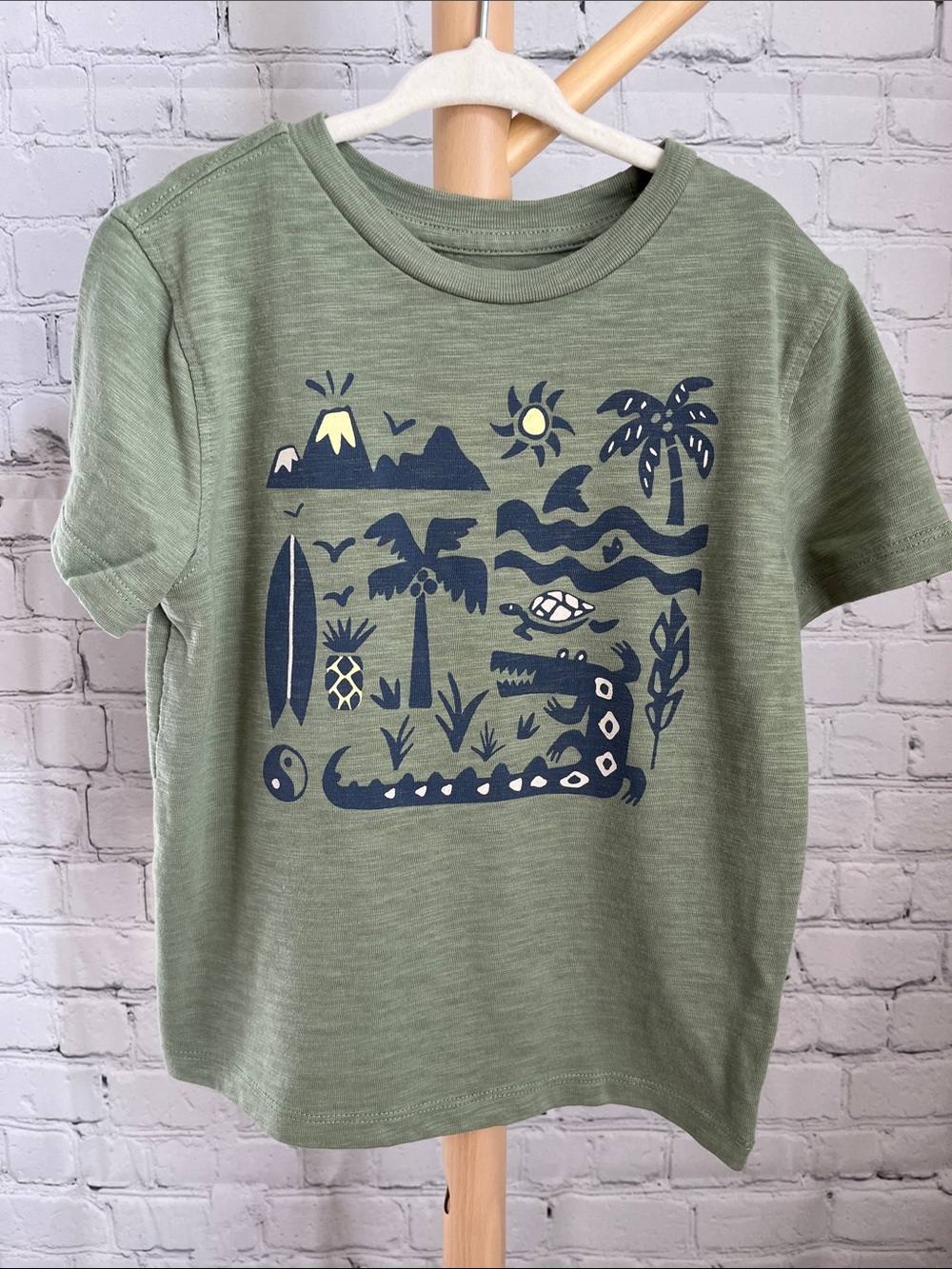 ⭐️⭐️PICK 5 / $20 365 Kids Short Sleeve Graphic Tee - Olive Green Crocodile Print